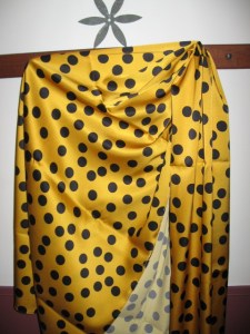 Polka dot fabric purchased at Britex Fabrics in San Francisco