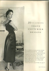 The VPB magazine from October/November 1953 featured "10 smart, new high fashion Vogue Couturier Designs."