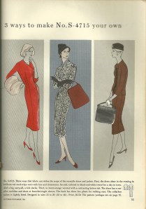 Sketches in Vogue Pattern Book Magazine from October/November 1956 show styles which look very au courant, from the clothing to the hair to the shoes and accessories. I'd like to be that lady in red!