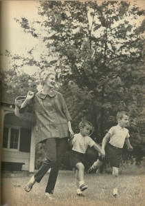 This "smock" coat has a pleat in the back for ease of movement for the busy mom.