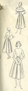 The middle sketch on the back of the envelope shows the kimono sleeve detail on the back of the dress.