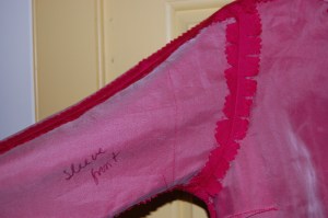 I added to the underarm seam - an adjustment which I determined from  my muslin.