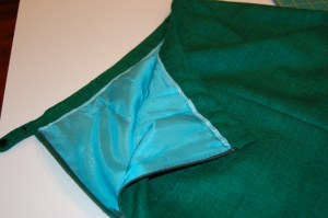 An interior view of the waistband and lining.