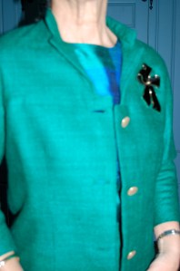 And here is a close-up of the larger buttons for the front of the jacket, with their bound buttonholes.