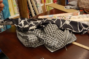 Classmate Diane's final selection of boucle and charmeuse.