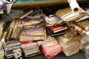 More fabric under the cutting tables.