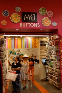 The entrance to the Button section of M & J Trims.