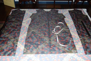 Here are the organza underlining pieces laid out on the fabric.
