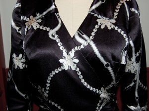Here is the final placement of the fabric design on the front of the bodice . . .