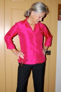 Made from pink silk which i purchased in the 1980s.