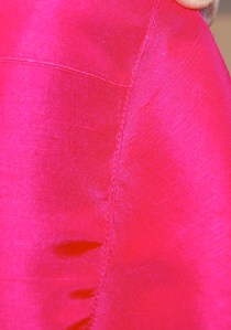 This shows the sleeve heading, which I narrowly topstitched. Click on the photo for a better look.