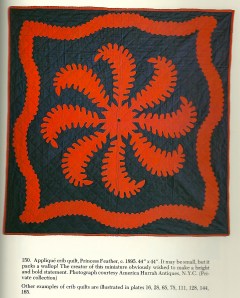 And here is anoter antique example. Reproduced from The Quilt Engagement Calendar Treasurt, by Cyril I. Nelson and Carter Houck, E. P. Dutton, New York, New York, 1982.