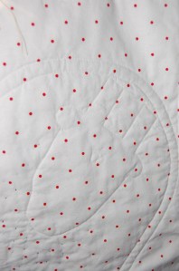 Polka dotted cotton for the backing.