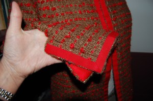 The Petersham ribbon attached. If you look closely, you can see the sea-slot buttonholes.