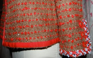 I took this picture to show the contrast between the trims. I think the multi-color trim adds more interest to the jacket.