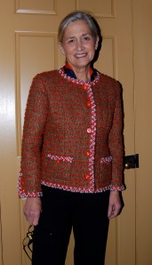 Shown with the jacket. I really like how the collar on the blouse shows a bit when i have the jacket on.