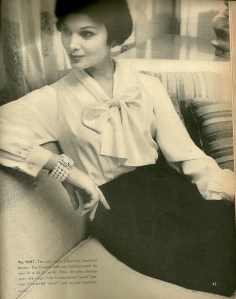 Part of a feature entitled "A new era for the soft BLOUSE." In the August/September, 1957 issue of VPB.