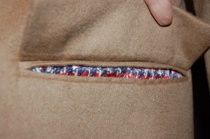 The concealed opening, with a flash of pretty pocket lining.