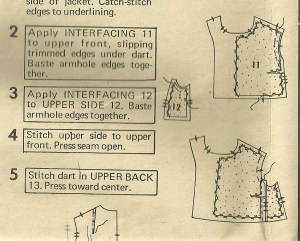 Th instruction sheet gives a good diagram of the small Dior dart tucked into that front side seam.