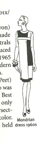 This little sketch from The Fairchild Dictionary of Fashion, Fairchild Publications, Inc., New York, New , York, 2010, p. 329, shows the classic blocked design.