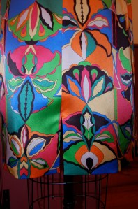 The center back slit at the hem line.