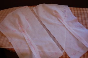 Here are my front interfacing pieces with the darts sewn.