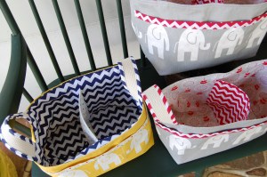 Looking inside of the totes.