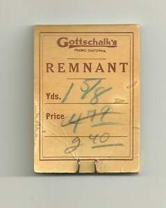 Gottshalk's in Fresno, California obviously sold fine fabrics.