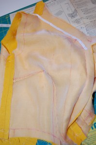 And this is the front bodice, showing the deep V and the center seam.