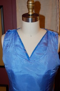 An inside look at the underdress and the overblouse.