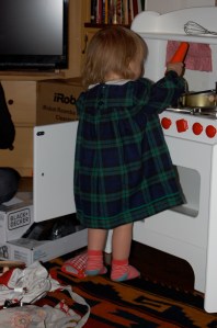 It's difficult to pose for a picture when there is cooking to be done with Aida's new kitchen!