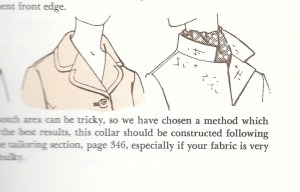 This diagram from The Vogue Sewing Book. c. 1970, Butterick Division, New York, New York, shows a classic notched collar.