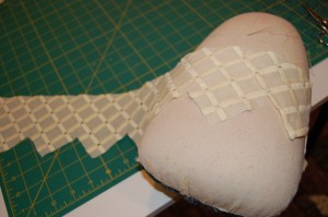 On the right you can see one "peak" already stitched.