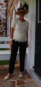 Pale yellow shoes help complete the outfit!