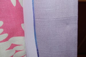 Some of you may recall that I had to piece one of the facings because I was just a little short of the fabric I needed. Here is the seam on the left facing. I really don't think anyone will ever see it! (Except all of you, of course!)