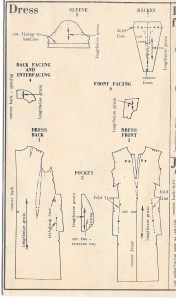 Gray painterly dress - pattern diagram