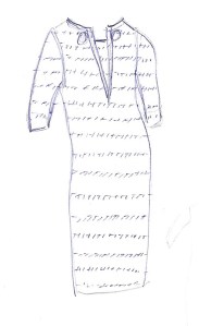 Gray painterly dress - sketch