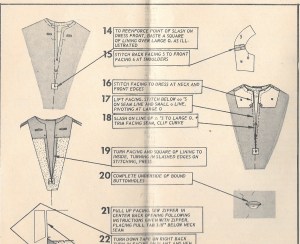 The instructions directed me to just turn back the seam allowance, but because of the ravel-ly nature of the fabric, I was certain it would pull out with wear.