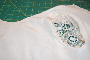 Here is an interior look at the silk lining sewn carefully to the armscye.