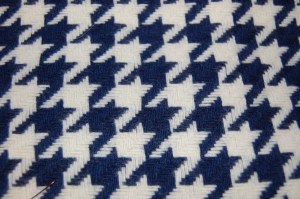 Navy and white houndstooth.