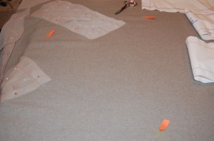 And then double-marked the areas with orange post-its when I was arranging the pattern pieces.