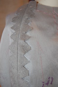 The benefits of a silk organza interlining (or underlining) are manifold, but not least of which is a foundation upon which to secure the seams.