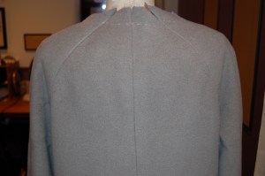 A view of the back of the coat (in progress.)