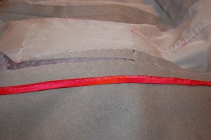 Here is the flat piping stitched in place - so easy!