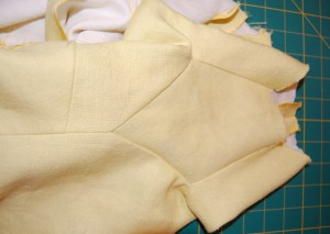 This photo clearly shows how the gusset becomes part of the underpart of the sleeve.
