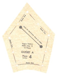Usually gussets are diamond shaped. However, the curved lower edge shows that this gusset incorporates part of the sleeve in it.