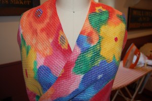 The fabric looks like - and is - a somewhat loosely woven linen, but it is surprisingly stable.