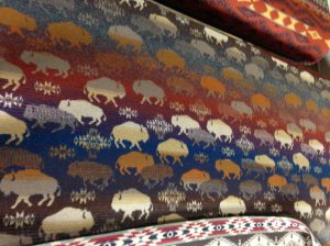 One of Pendleton's newest designs - for a throw-sized blanket - is this one adorned with the American Bison.