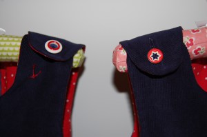 The larger buttons I used for my older granddaughter's dress and the smaller ones for my younger one's dress.