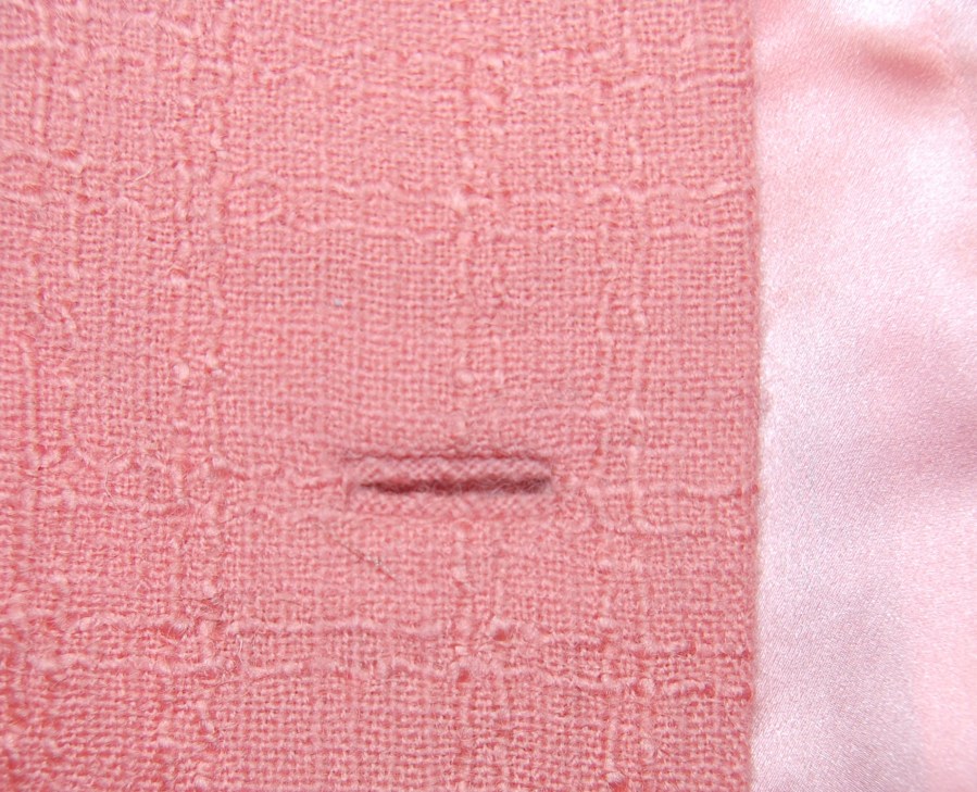 The finish of the buttonhole on the ifacing.